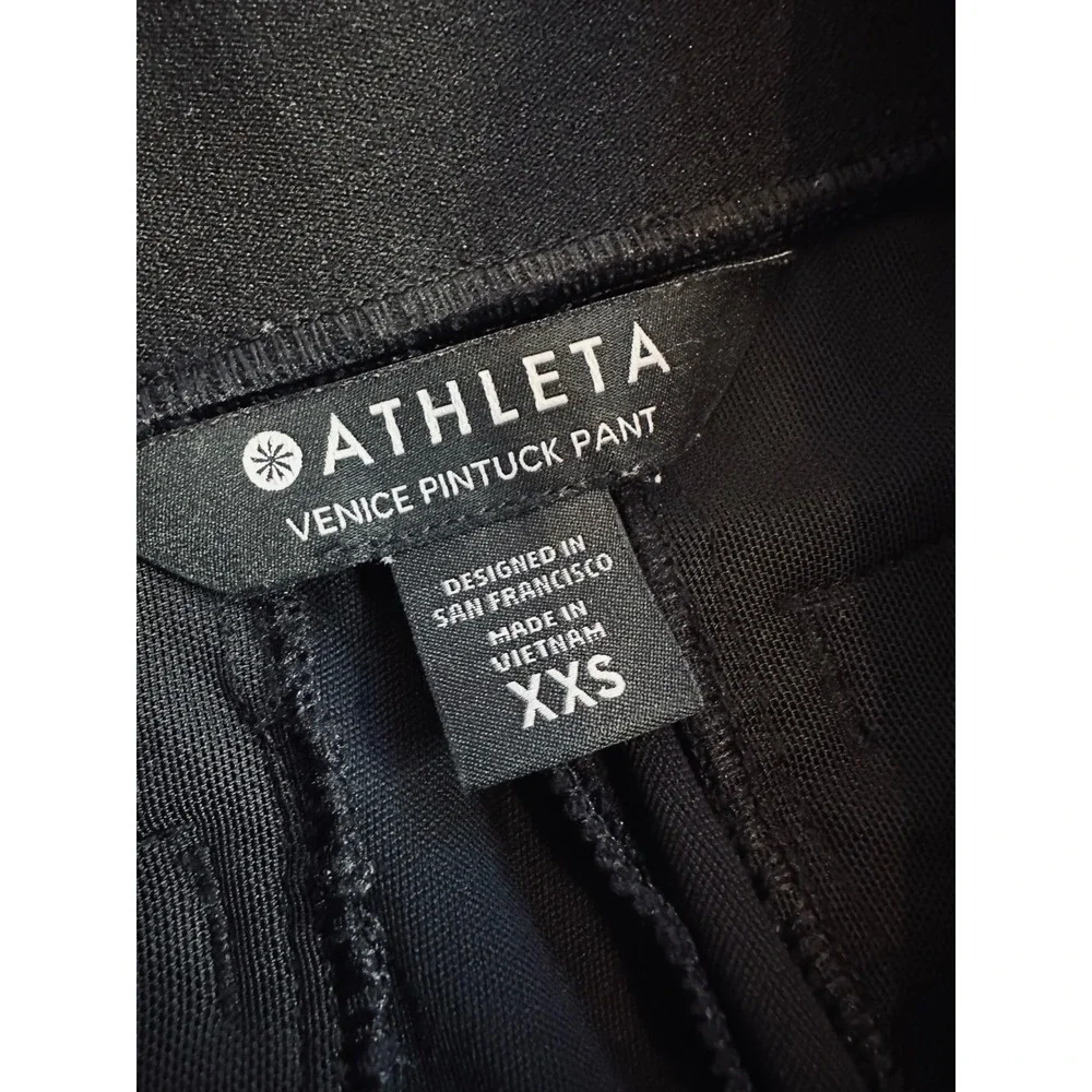 Athleta Venice Pintuck Pant Black Tapered Leg Zip Pockets XXS RN 54023